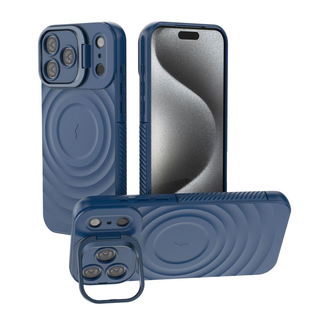 Чехол для iPhone 17 Pro Max: Волновой узор, Защита от падения, Крышка объектива, Невидимая подставка