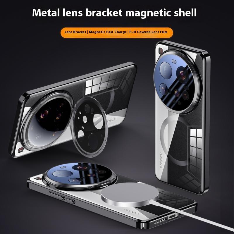 For Xiaomi 15 Ultra Case Compatible with MagSafe Lens Film Kickstand Clear PC Back Cover