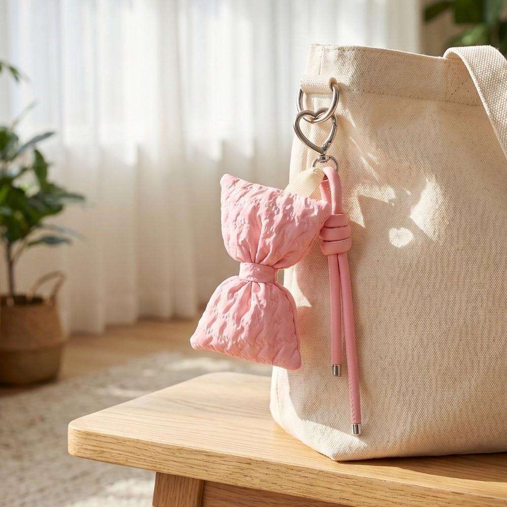 Friendship Fluffy Bow Pendant Heart Clasp Bag Hanging Cute Bow Keychain Decoration