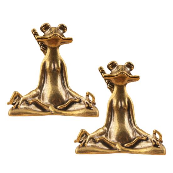 Zen Frog Incense Burner Ornament Retro Copper Animal Sculpture Meditation Statue Incense Holder Desk Decoration