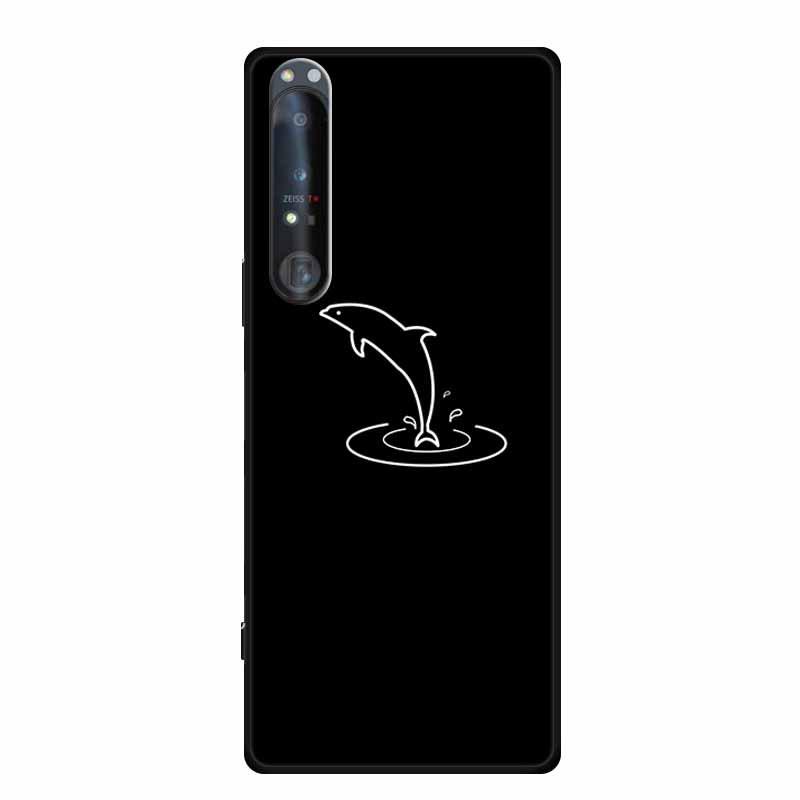 Чехол для телефона Sony 1 IV: Черный мягкий чехол из ТПУ с полым узором и простыми линиями