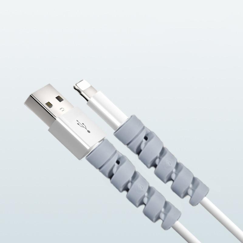 6 шт. Защита кабеля Силиконовый спиральный органайзер для зарядного кабеля Защита концов провода Чехол для кабеля зарядного устройства USB для iPhone Аксессуары