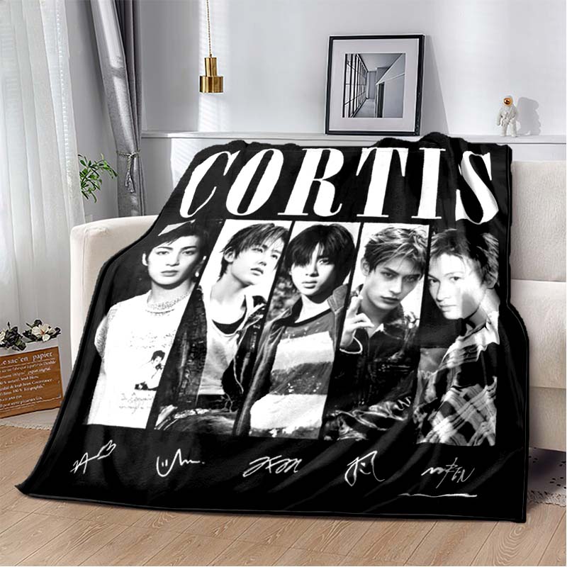Cortis K‑pop Boy Group Member Portrait Print Flannel Blanket Soft Warm Throw Blanket Idol Fan Home Sofa Bed Decor Lightweight Travel Bedding Blanket