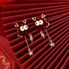 Серьги-гвоздики в китайском стиле, красный маленький лев, колокольчик, кулон, серьги, женские новогодние праздничные ювелирные изделия, подарок