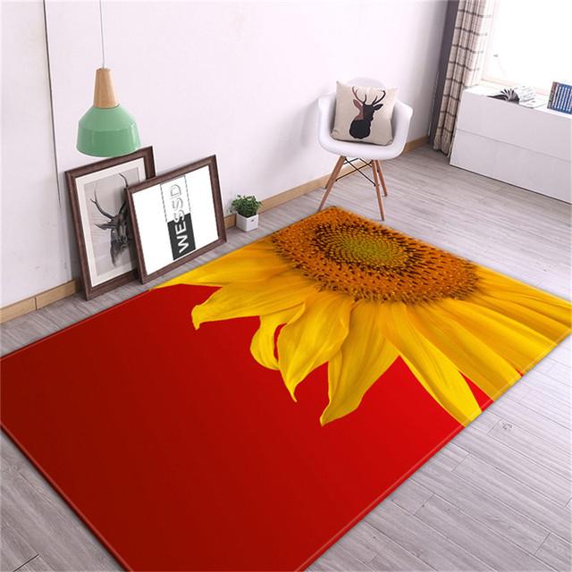 Yellow Sunflower Girl Room Carpet Nordic Cute Floral Rug Bedroom Bedside Mat Decoration Rooms Kitchen Floor Mat Balcony Rug