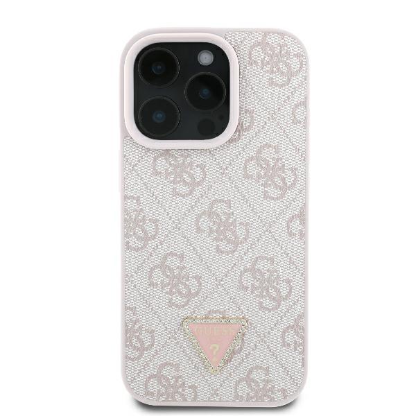 Etui Do Iphone 16 Pro Max Guess Leather 4G Triangle Różowy