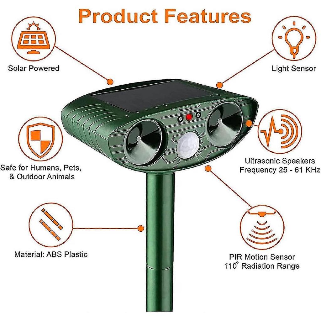 Ultrasonic Cat Repeller, Solar Powered Cat Repeller, Ultrasonic Rodent Repellent With Motion Sensor, Waterproof Outdoor Cat Repeller For Anti Cats Dog