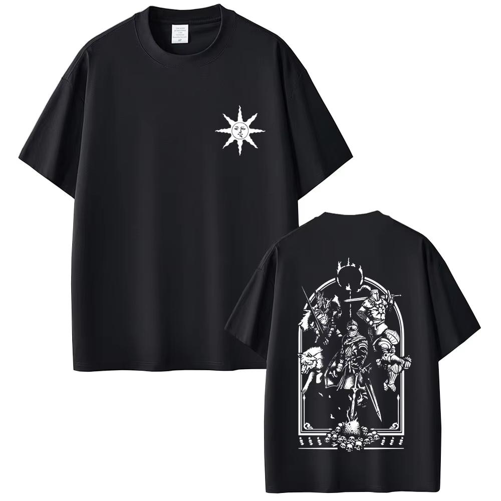 Game Dark Souls Praise The Sun Graphic Tshirt Unisex Women Vintage Gothic Rock Tshirts Unisexs Casual Cotton Short Sleeve T Shirts