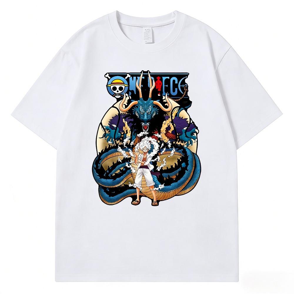 One Piece Luffy Gear 5 Nika Unisex Tshirt 2026 Summer New Popular Anime Print American Casual Family Short Sleeved Top