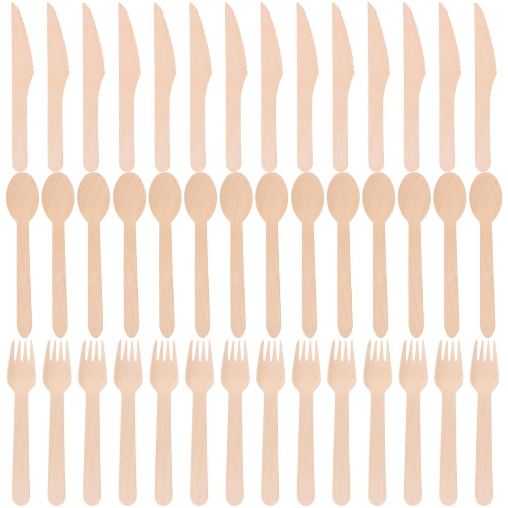 300Pcs Wooden Cutlery Set Disposable Wood Tableware Utensils Premium Material for Camping Birthday Bbq Wood Untensils