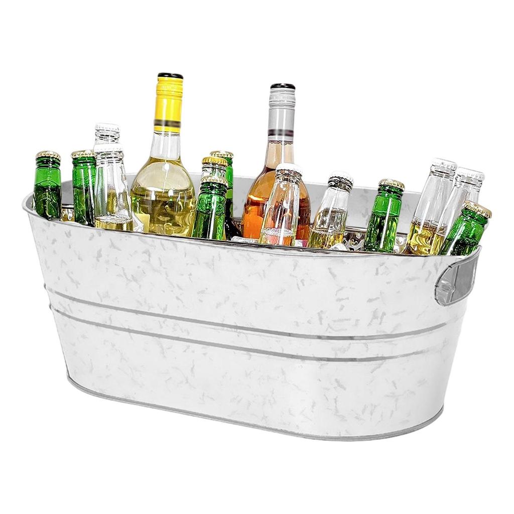 Galvanized Beverage Tub,Long Oval Tub,Beer Champagne Cocktail Cooling,Galvanized Metal