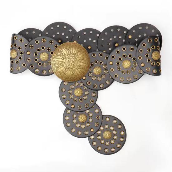 Ladies with Jean Adjustable Size Retro Belt Buckle Wide Belt Fashion