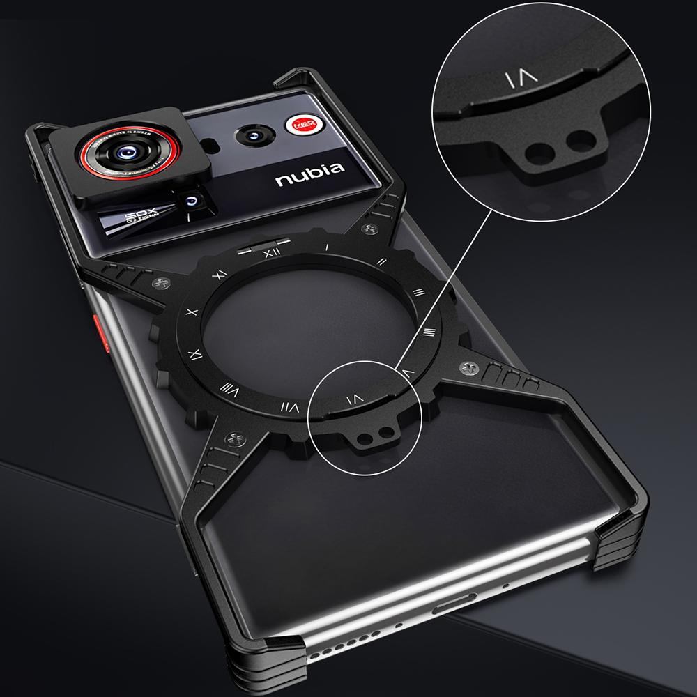 Чехол для ZTE nubia Z80 Ultra 5G, светящийся, с магнитным держателем-подставкой, алюминиевый сплав + поликарбонатный бампер, чехол для телефона, теплоотвод