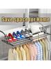 Extendable Laundry Rack Versatile Mounting,Windproof Sock Clip Foldable Clothes Drying Rack Balcony Shoes Organizer Window Shelf