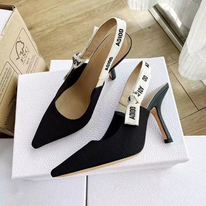 Женские вязаные полосатые сандалии D Brand на kitten heel с бантом
