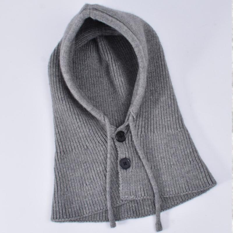 Winter Outdoor Warmer Balaclava Hats Women Girls Knitted Hooded Hats Scarf and Gloves Set Drawstring One-piece Neck Collar Beanies Caps