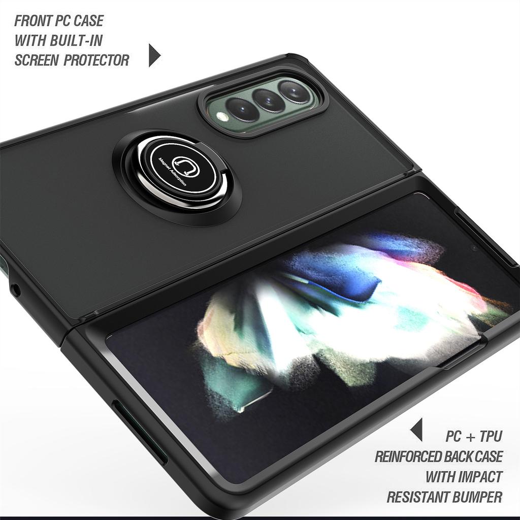 Fashion Comfortable Finger Ring Cover Case For Samsung Galaxy Z Fold3 Fold 3 5g Non -Slip Protective Fundas Cases