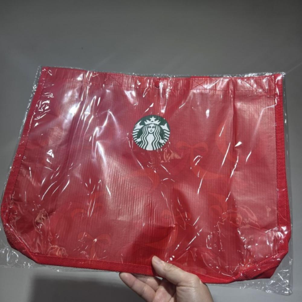 Starbucks Праздничная многоразовая тканевая сумка-шоппер с лентой 2026