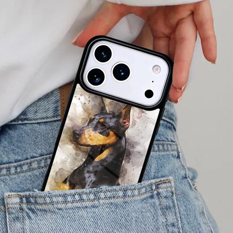 Cute Doberman Pinscher Dog Phone Case for iPhone 16e 15 14 13 12 17 Pro Max Plus Air 17pro Cover Coque