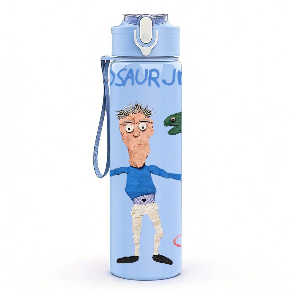 1PC Dinosaur Jr Cartoon 750ml sports water bottle leakproof straw lid outdoor office home