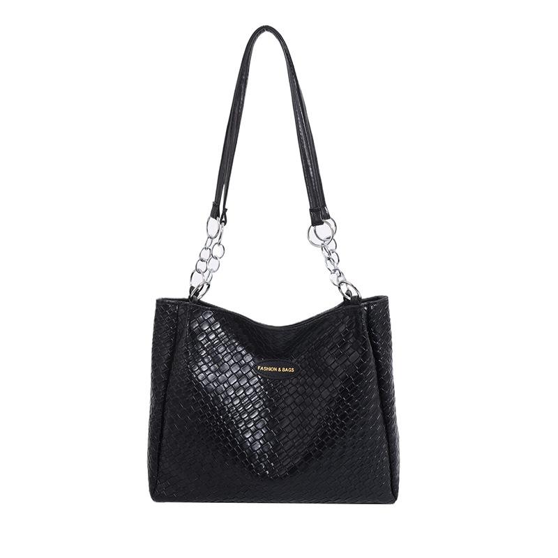 Большая вместительная сумка женская 2024 новая простая и модная сумка через плечо текстурированная тканая повседневная классическая сумка-тоут для поездок на работу