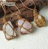 Hand-Woven Natural Crystal Pendant with Irregular Stone Net Bag
