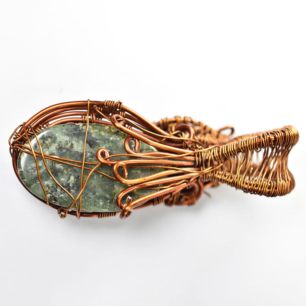 Quality 84 ct Natural Jasper Oval Cut Copper Wrapped Pendant Gemstone Jewelry Gift