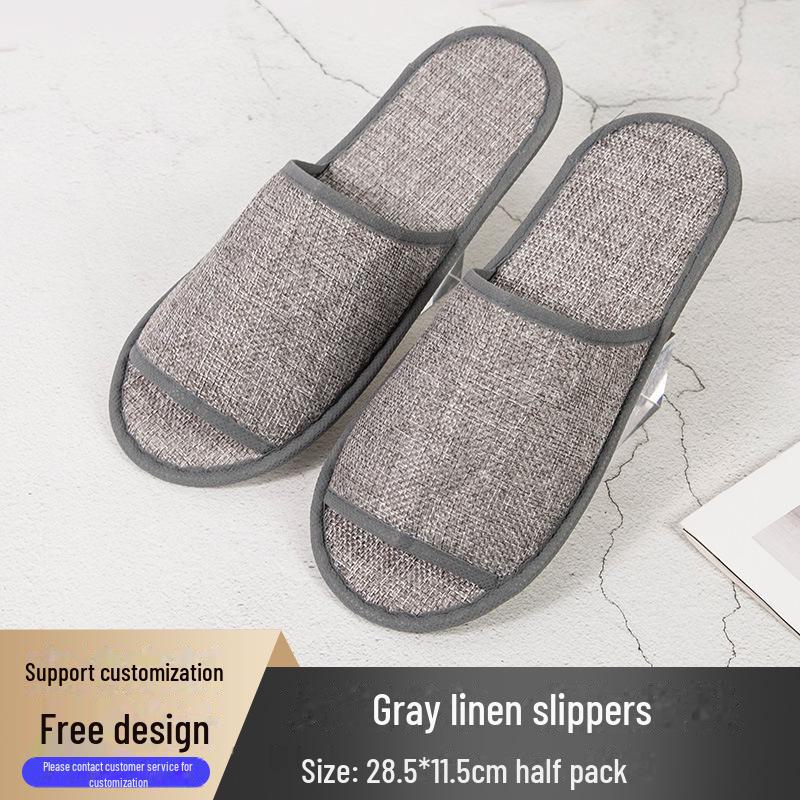 Четырехсезонные нескользящие тапочки из хлопка и льна для отелей и салонов красоты