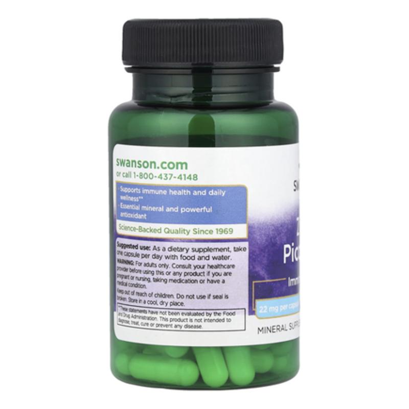 SWANSON Пиколинат цинка 22 мг капсулы 60 таблеток, 60 таблеток, 1 шт.