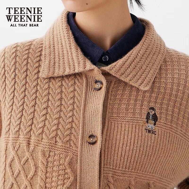 Teenie Weenie Women's Polo Collar Colorblock Knit Cardigan