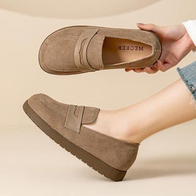 Женские лоферы из натуральной кожи 2025 с острым носком - Осенне-зимняя повседневная обувь слипоны