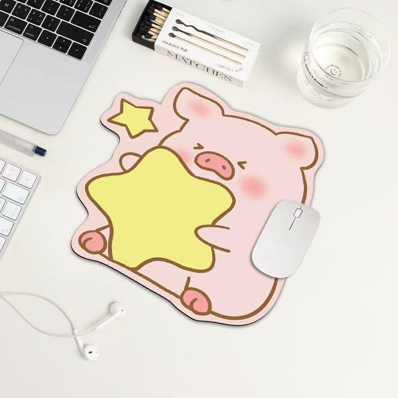 Креативный розовый коврик для мыши LuLu Pig для ноутбука - Неправильной формы, Нескользящий, Износостойкий, Легко чистящийся, Маленький коврик для офисного стола