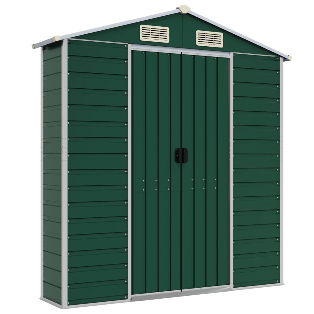 Garden Shed Green 191x470x198 cm Galvanized Steel