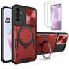 Case + 2 Tempered Glasses for Samsung Galaxy S25 Plus (Galaxy S25+) with Metal Support - Red