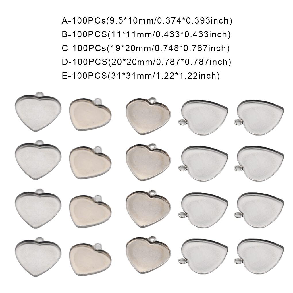 100 шт. Подвеска Сердце Кабошон Основа Лоток Безель Подвески Сделай сам Романтичный Киноварь Повседневный Женский Аксессуары для Девочек