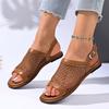 2025 Large Flat Back Strap Sandals for Women's Summer New Breathable Woven Fish Mouth Mesh Sandals Beach Shoes