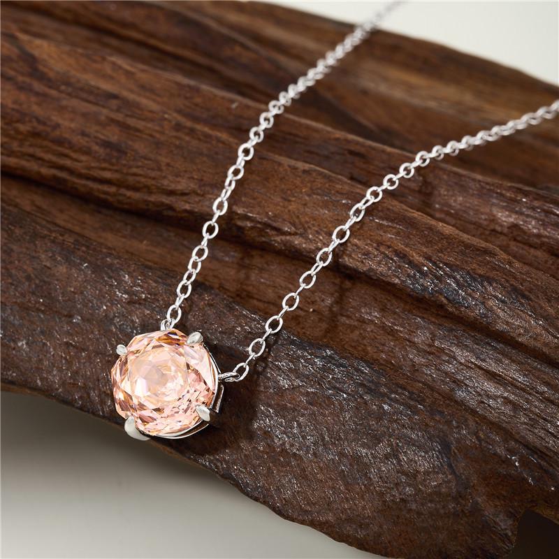 Arvaleff S925 Стерлинговое серебро и 14-каратное золото Циркониевое ожерелье с бриллиантами - Розовая трансграничная модная ключичная цепочка