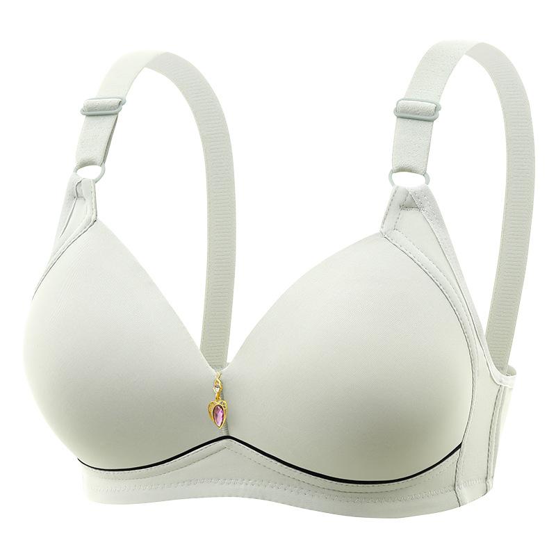 Underwear Large Size Thin No Steel Rim Bra Gathering Glossy No Traces Glossy Big Breasts Small Women's Breathable Upper Support Bra