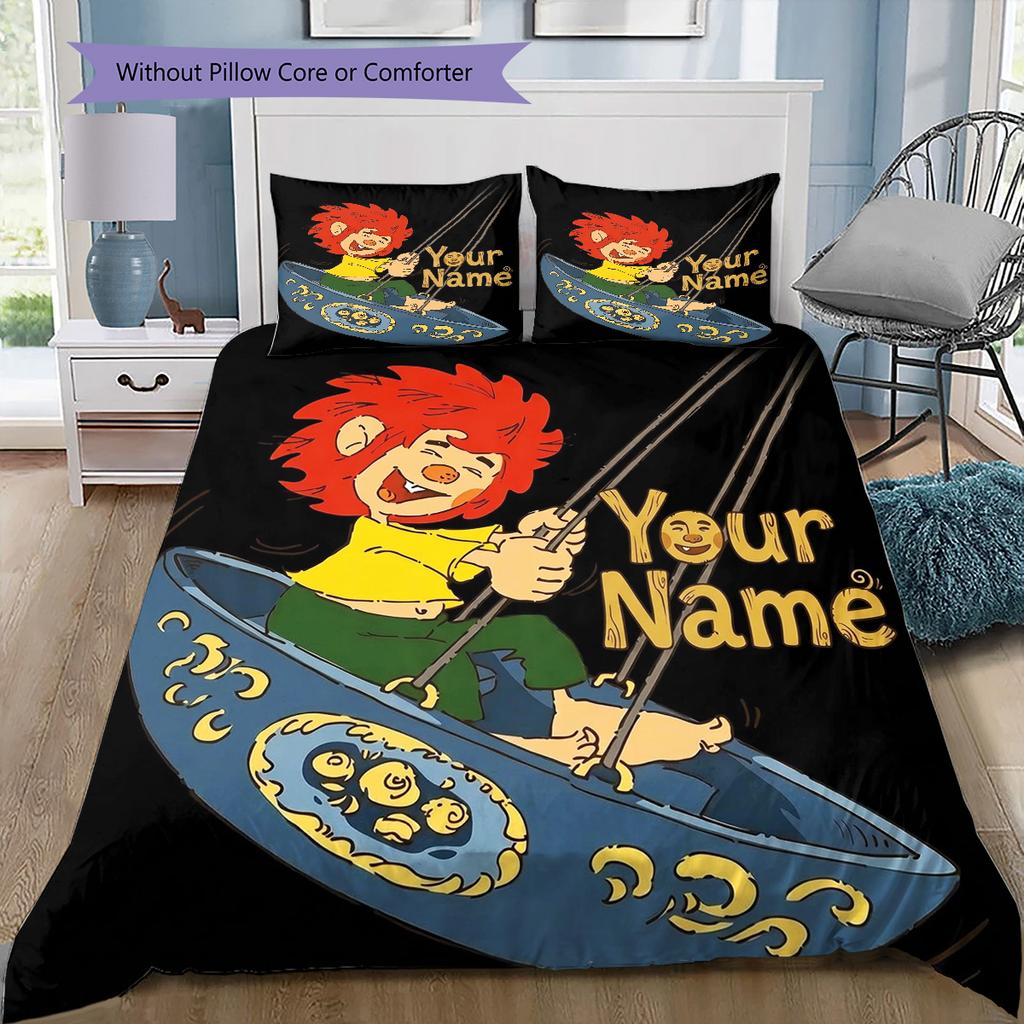 Adventure Hairland Custom Name Pattern Bedding Quilt Set Quilt Cover Pillowcase Home Birthday Gift(1 * duvet cover + 2 * pillowcase, without core)