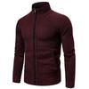 Men's Solid Colour Long Sleeve Casual Stand Up Collar Knitted Cardigan Coat