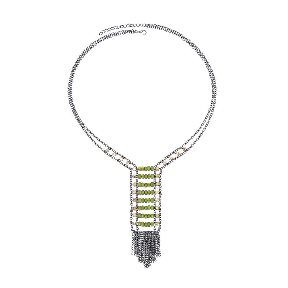Rhinestone Tassel Long Necklace Exaggeration Tibetan Tassel Necklace Retro Long Sweater Chain Gift