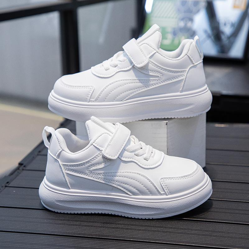 Весенне-летний стиль, детские белые туфли среднего и большого размера, кроссовки для мальчиков, спортивная обувь для девочек с мягкой нескользящей подошвой