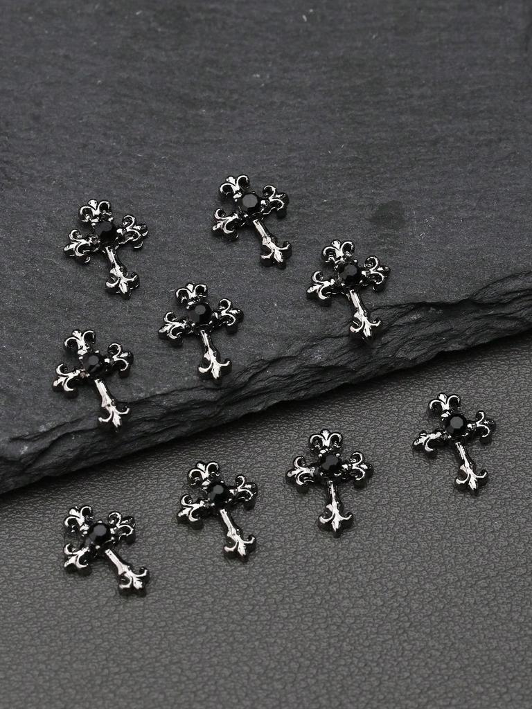 10 шт. Золотые Серебряные Кресты для ногтей 3D Белые Розовые Стразы Украшения для ногтей Украшения для ногтей DIY Украшения для ногтей Принадлежности для ногтей