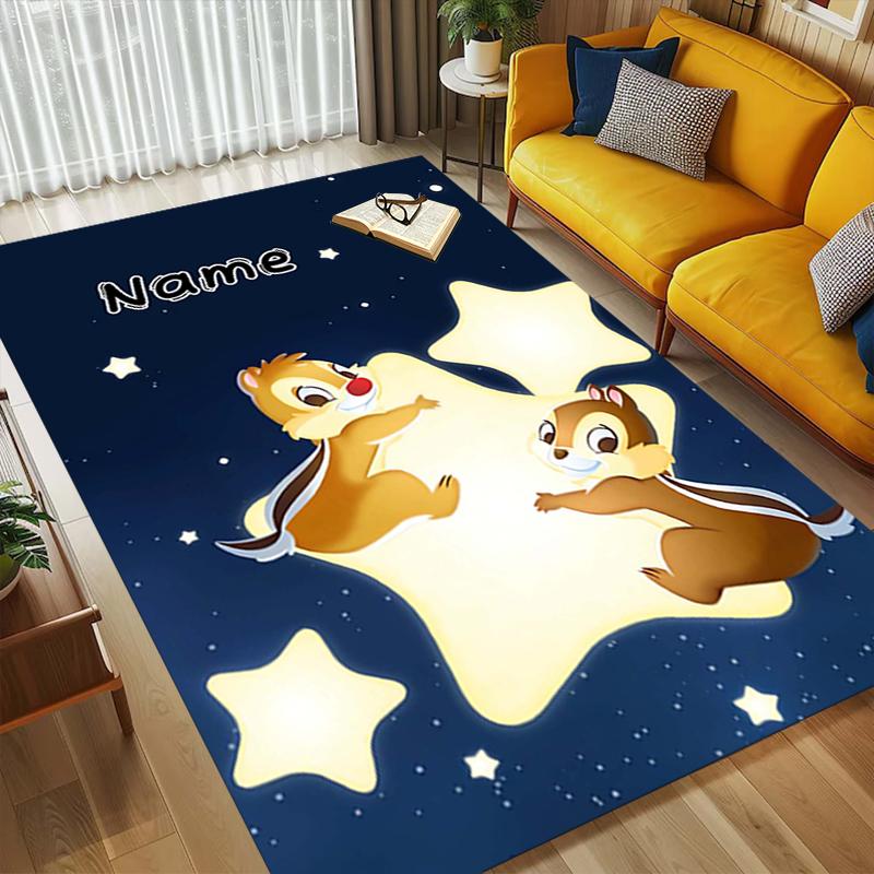 Custom Name Chip Dale Adventure Living Room Non-Slip Area Rug Soft Carpet for Bedroom Kids Playroom Sofa Office Home Decor Doormat