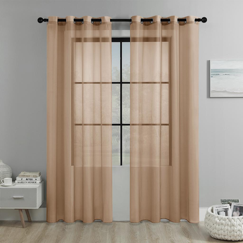 2025Однотонная перфорированная оконная сетка Полузатемняющая штора Гостиная Балкон Оконная сетка Дверная штора Украшение