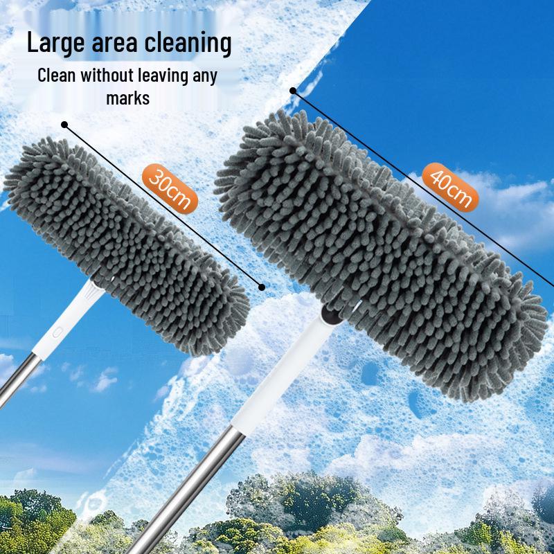 Двусторонний шенилловый скребок для окон с высоким подъемом и удлиненной ручкой