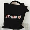 Life Graphics Женская холщовая сумка через плечо с леопардовым принтом и буквами Сумка для покупок Учитель Лучший подарок Женские многоразовые сумки