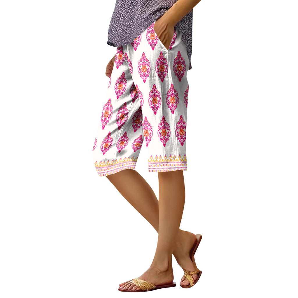 Женские модные повседневные брюки 5/10 с напечатанным карманом и эластичной талией