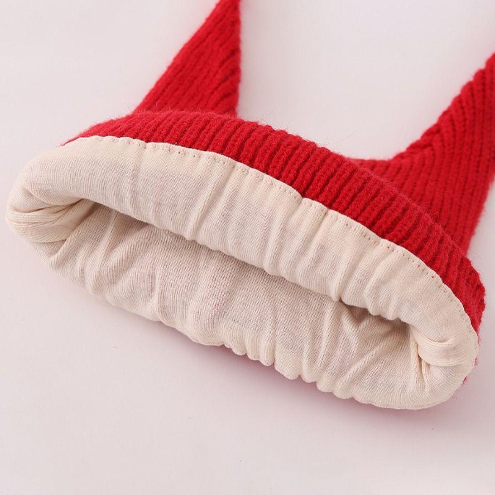 Solid Color Baby Knitted Hat Plush Ball Kids Winter Cap Cute Elf Pompom Hat Ear Protection