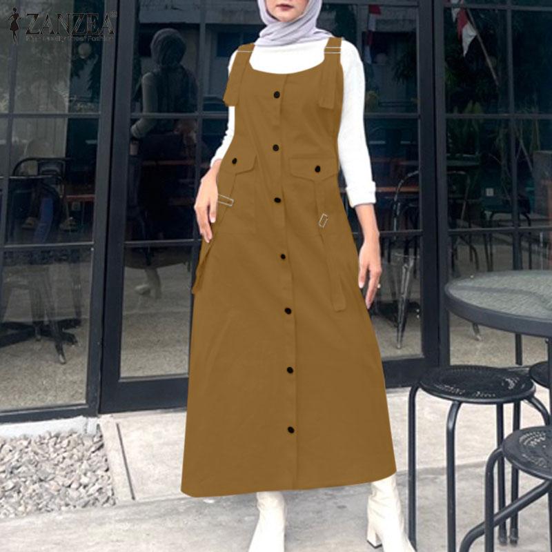 ZANZEA Женский повседневный комбинезон без рукавов с U-образным вырезом и бретелями